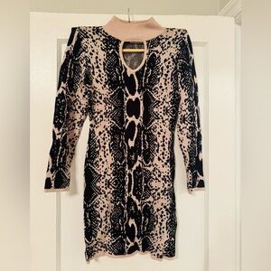 Stylish Black and Cream Snake Print Dress